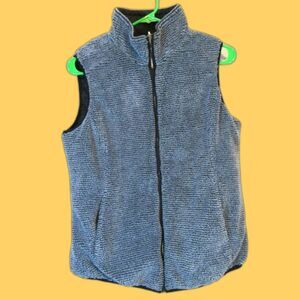 Womens Small Vest Reversible Zipped Blue Embroider Logo Free Country